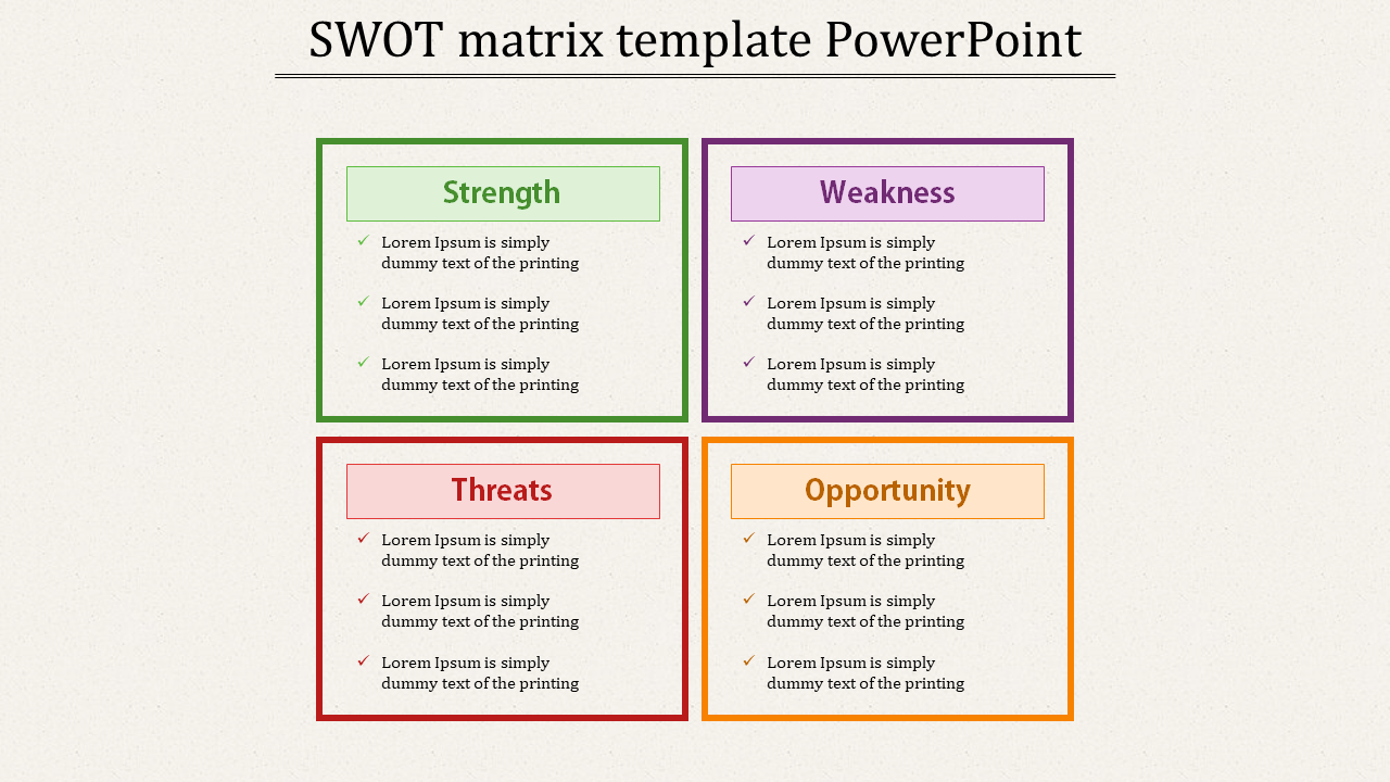 Affordable SWOT Matrix Template PowerPoint Presentation